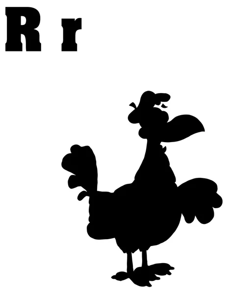 Alphabet lettre R avec coq — Image vectorielle