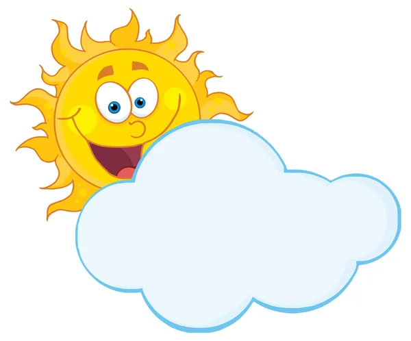 Feliz sol escondiéndose detrás de la nube — Vector de stock