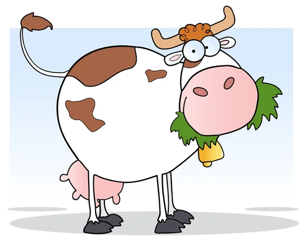 Vaca masticando una hierba — Vector de stock