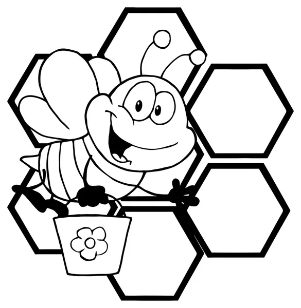 Personaje de la abeja de dibujos animados — Vector de stock