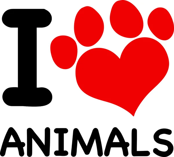 I Love Animals pençe ile — Stok Vektör