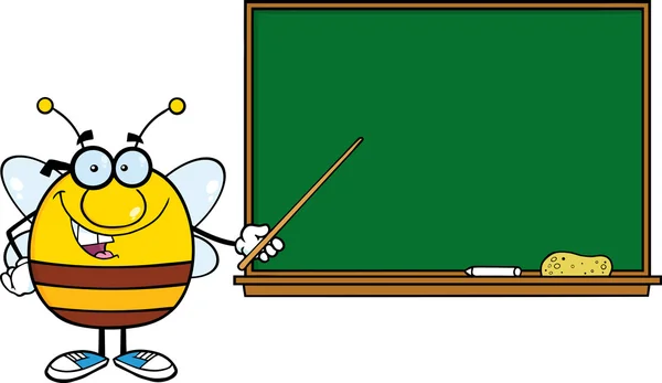 Bee met aanwijzer en Blackboard — Stockvector