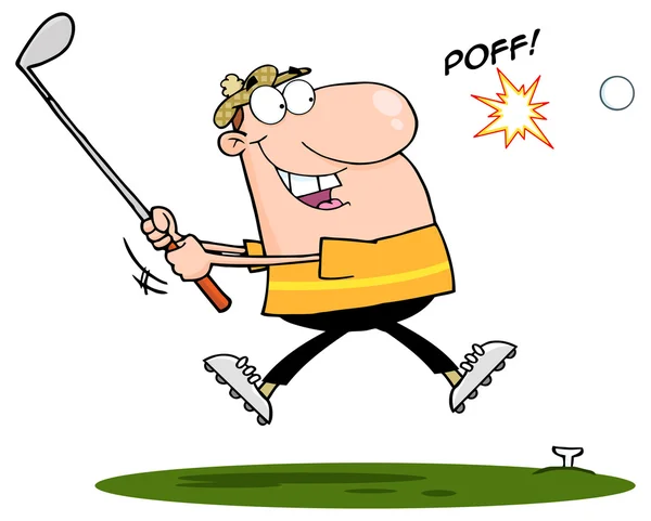 Golfista golpeando pelota de golf . — Vector de stock