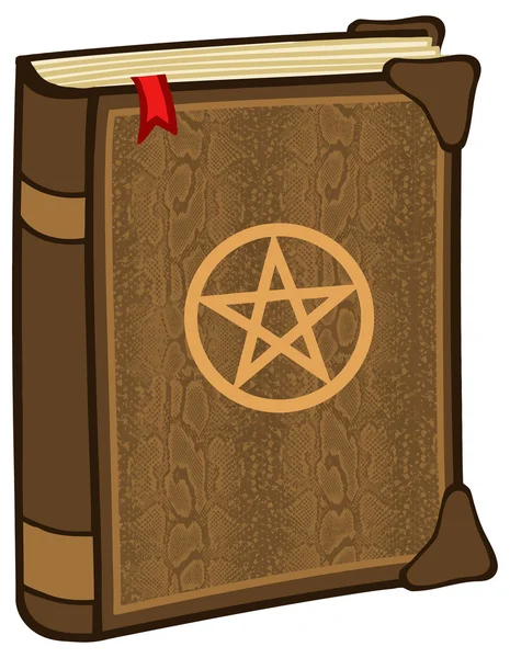 Livro mágico com Pentagrama — Vetor de Stock