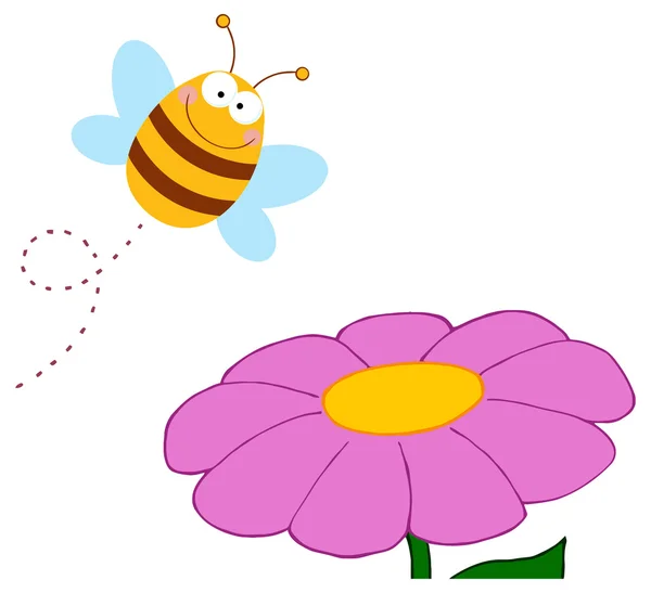 Bee Cartoon Character Flying — Stock Vector