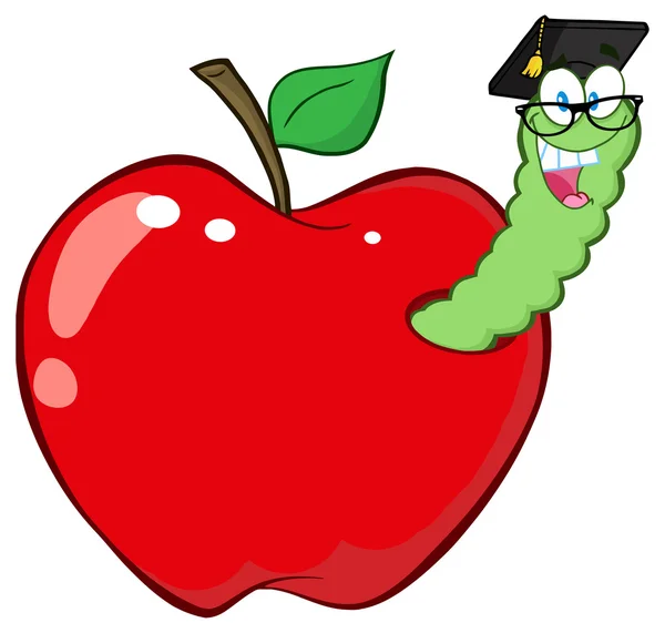 Gelukkig worm in apple — Stockvector