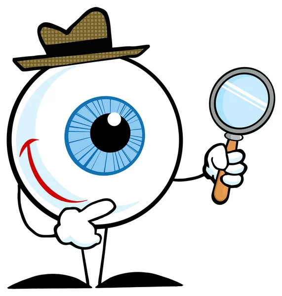 Detective Eyeball con lupa . — Archivo Imágenes Vectoriales