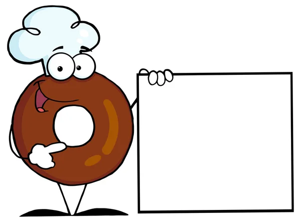 Donut chef dessin animé dans le chapeau — Image vectorielle