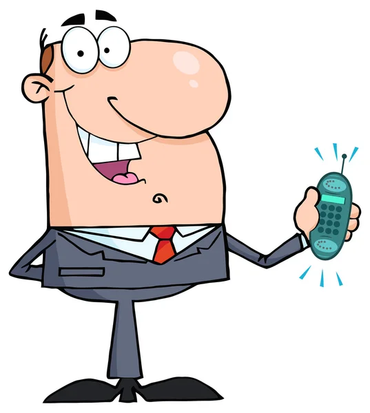 Happy Businessman With Phone Ringing. — Stock Vector
