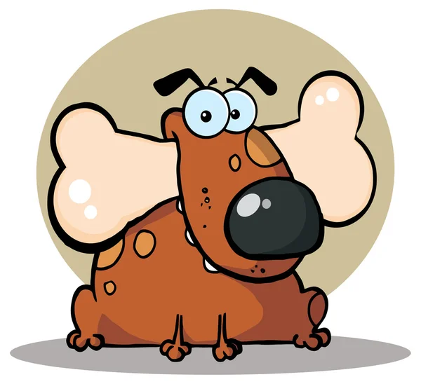 Perro de dibujos animados con hueso — Vector de stock