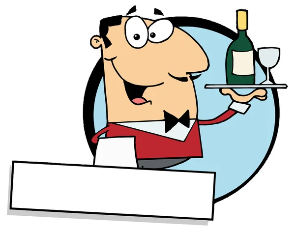 Hispanic Male Waiter Serving Wine — Stock Vector