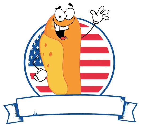 Koning Hot Dog op Amerikaanse vlag — Stockvector