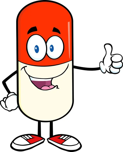 Pille Kapsel Zeichentrickfigur — Stockvektor