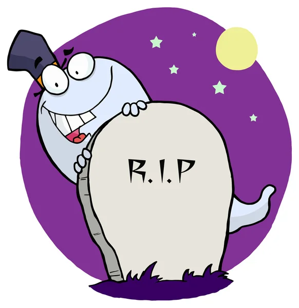 Halloween ghost på kyrkogård — Stock vektor