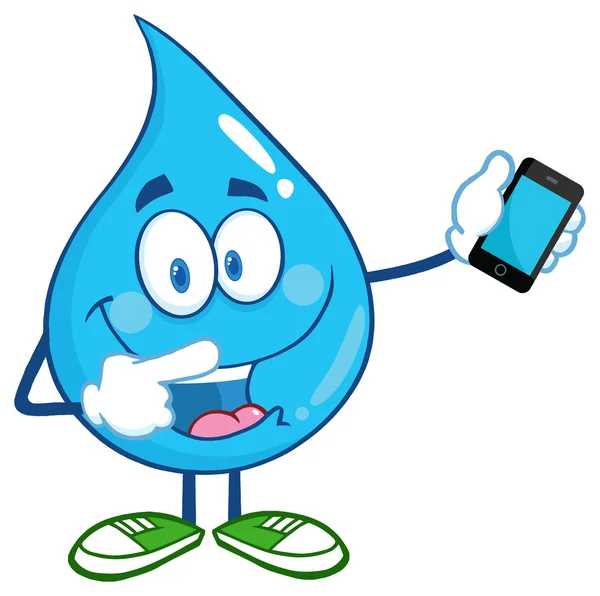 Goccia d'acqua con telefono cellulare — Vettoriale Stock