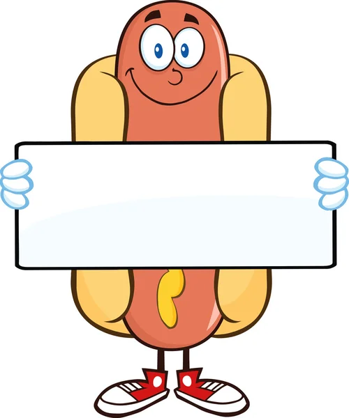 Hot Dog  Holding A Banner. — Stock Vector