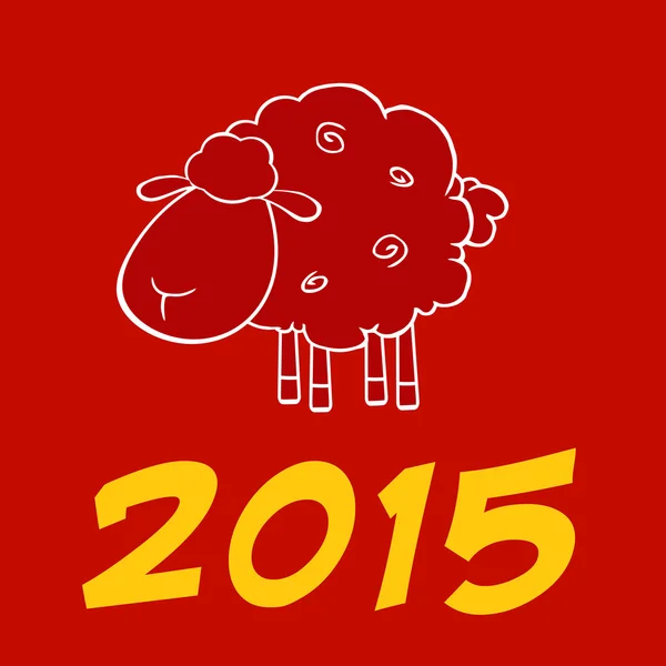 Year Of Sheep Design Card with yellow Number — стоковый вектор