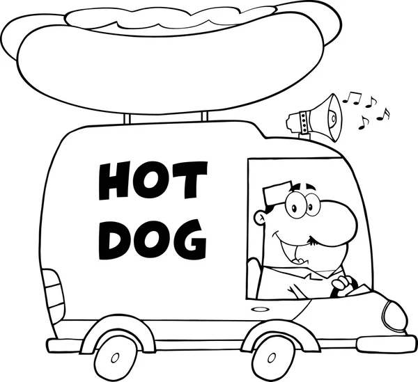 Hot Dog Driving Truck — Stock Vector