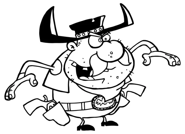 Cartoon sheriff med pistoler — Stock vektor