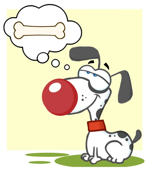 Cute Dog Dreaming About A Bone — Stock Vector