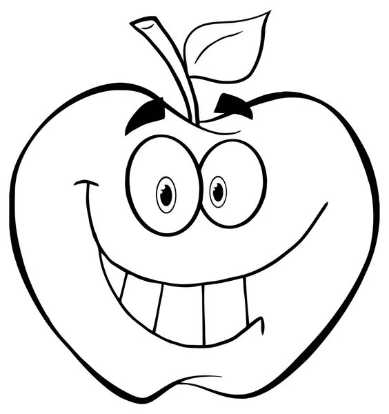 Outlined Smiling Apple — Stock Vector