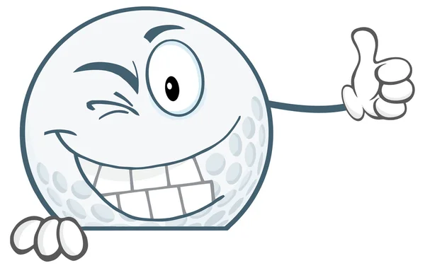 Winking Golf Ball con signo — Vector de stock