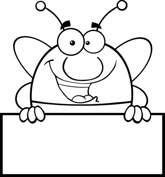 Pudgy Bee sobre el signo en blanco — Vector de stock