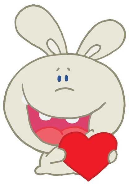 Cartoon rabbit with heart — Stock Vector