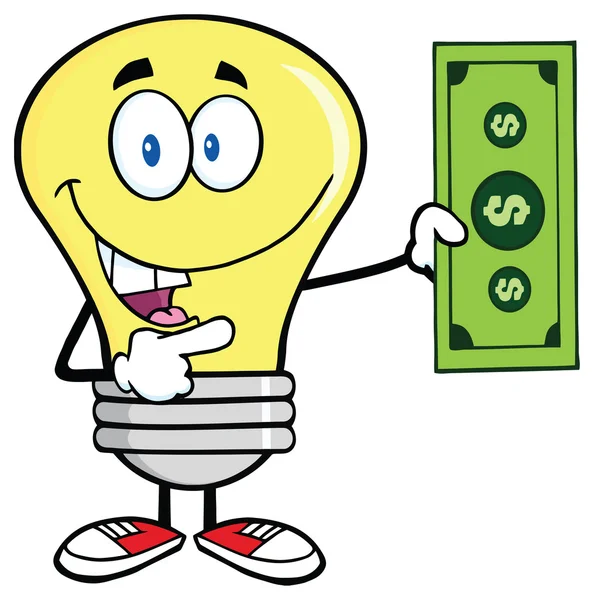 1 ドル紙幣を示す電球 — ストックベクタ