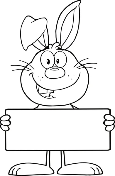 Rabbit  Character Holding A Banner. — Stock Vector