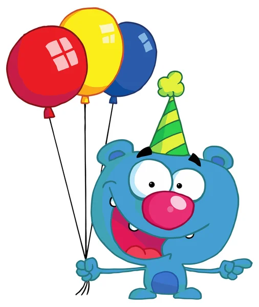 Orso con palloncini di compleanno — Vettoriale Stock