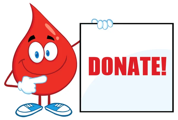 Blood Drop with donate Sign — Stock Vector