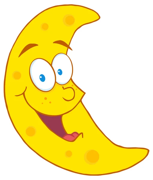 Happy Moon Mascot Cartoon Character — Stock Vector