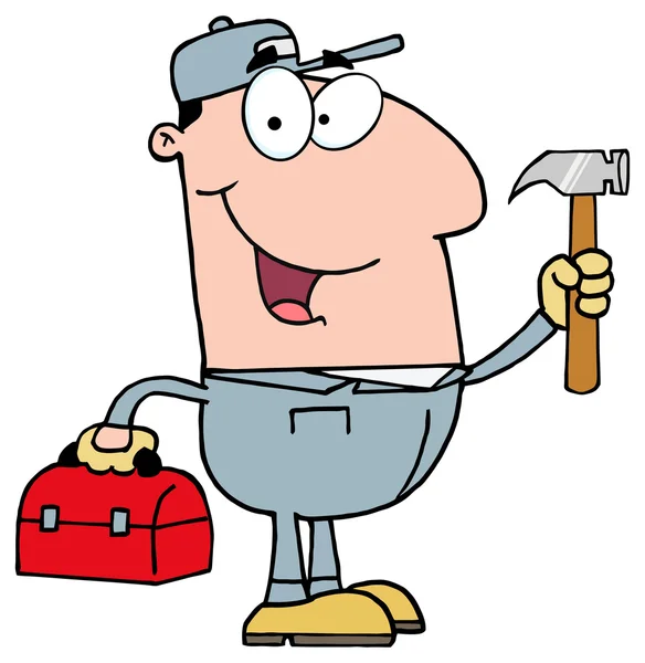 Construction Worker With Hammer — Stock Vector