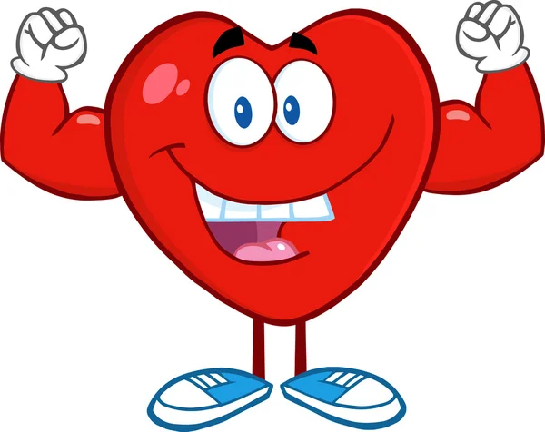 Corazón mostrando brazos musculares . — Vector de stock