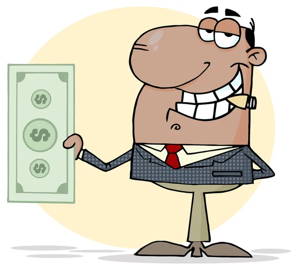 Happy businessman with dollar bill — Stock Vector