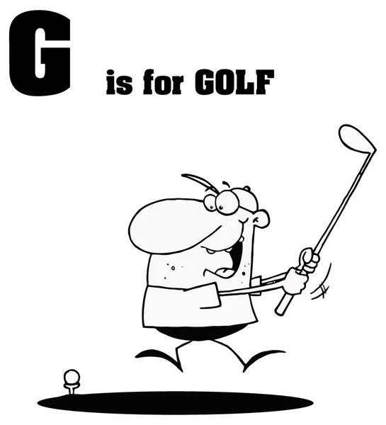 Alfabe harf G with karikatür golf — Stok Vektör