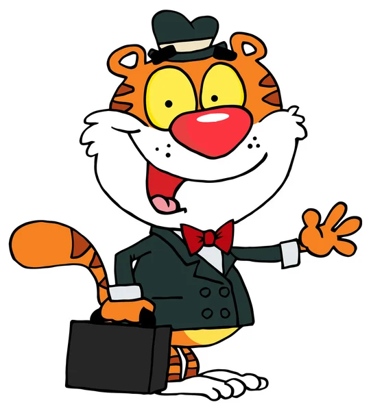 Cartoon succesvolle Tiger zakenman — Stockvector