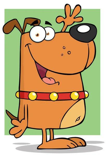 Happy Dog personagem acenando —  Vetores de Stock
