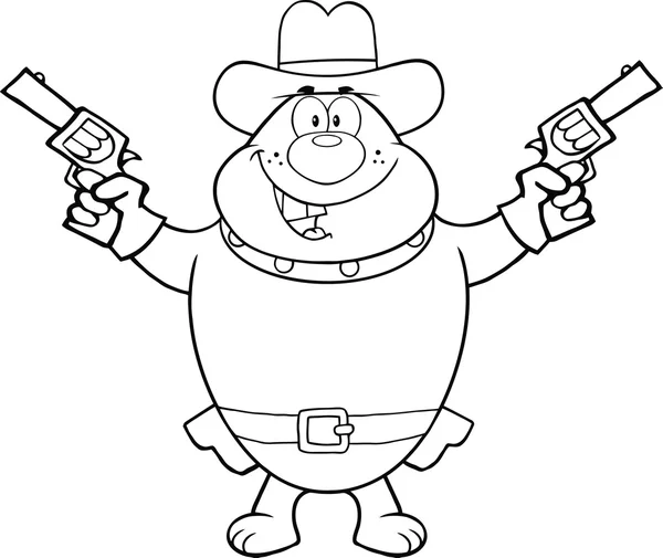 Zwart-wit Bulldog Cowboy — Stockvector