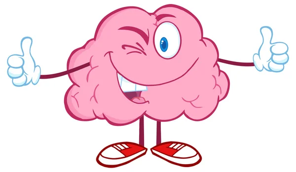 Winking Brain with  Thumbs Up — Stock Vector