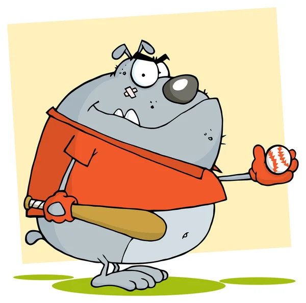 Cartoon Bulldog met honkbalknuppel — Stockvector