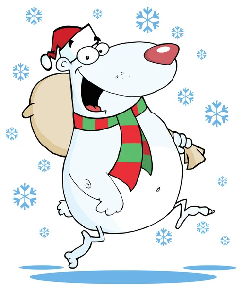 Christmas polar bear santa claus — Stock Vector