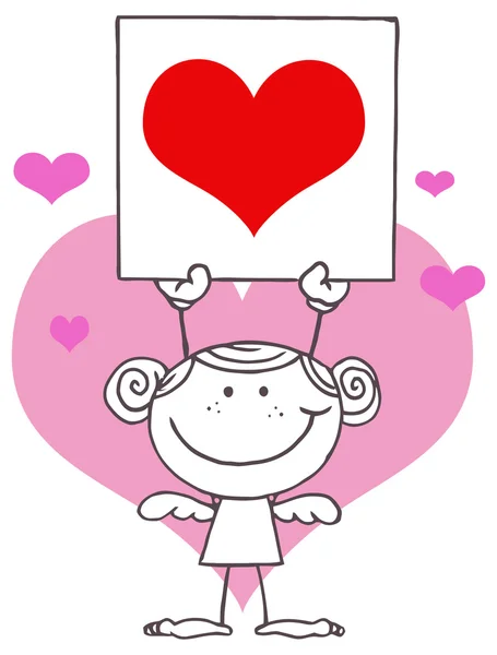 Valentine dibujos animados ángel chica — Vector de stock