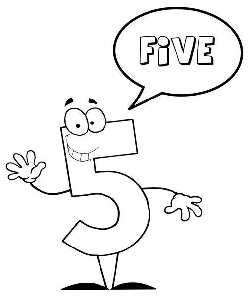 Dessin animé numéro cinq caractère — Image vectorielle