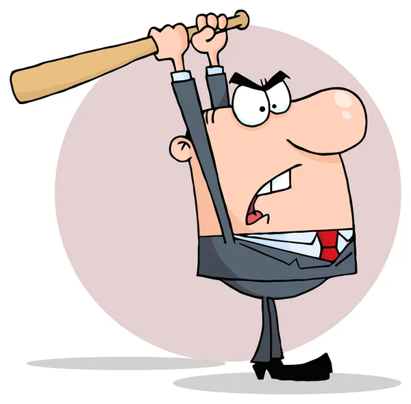 Angry Businessman With Bat — Stock Vector