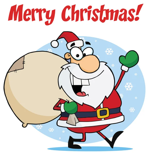 Santa Claus holding gifts bag — Stock Vector