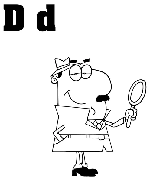 Алфавит буква D с детективом — стоковый вектор