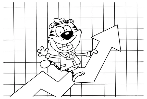 Dibujos animados exitoso Tigre hombre de negocios — Vector de stock