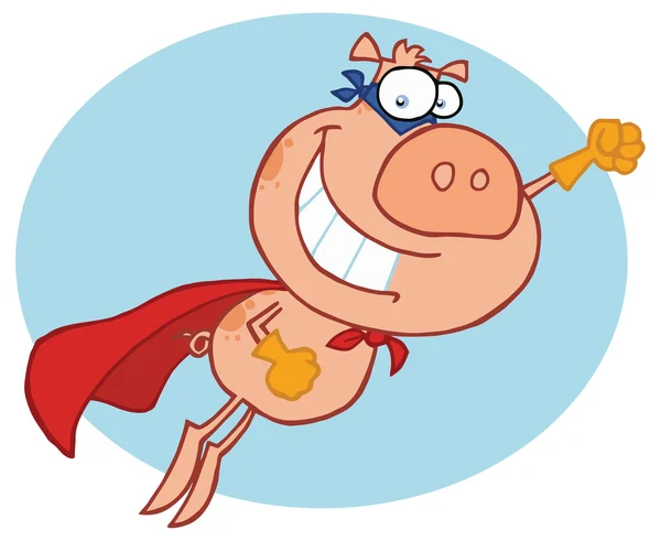 Cartoon Super Pig — Stock vektor